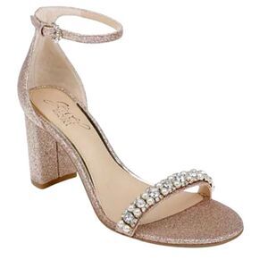 Badgley Mischka Sandals Size 8.5 Champagne‎ Ankle Strap Daylaan Heels Bridesmaid
